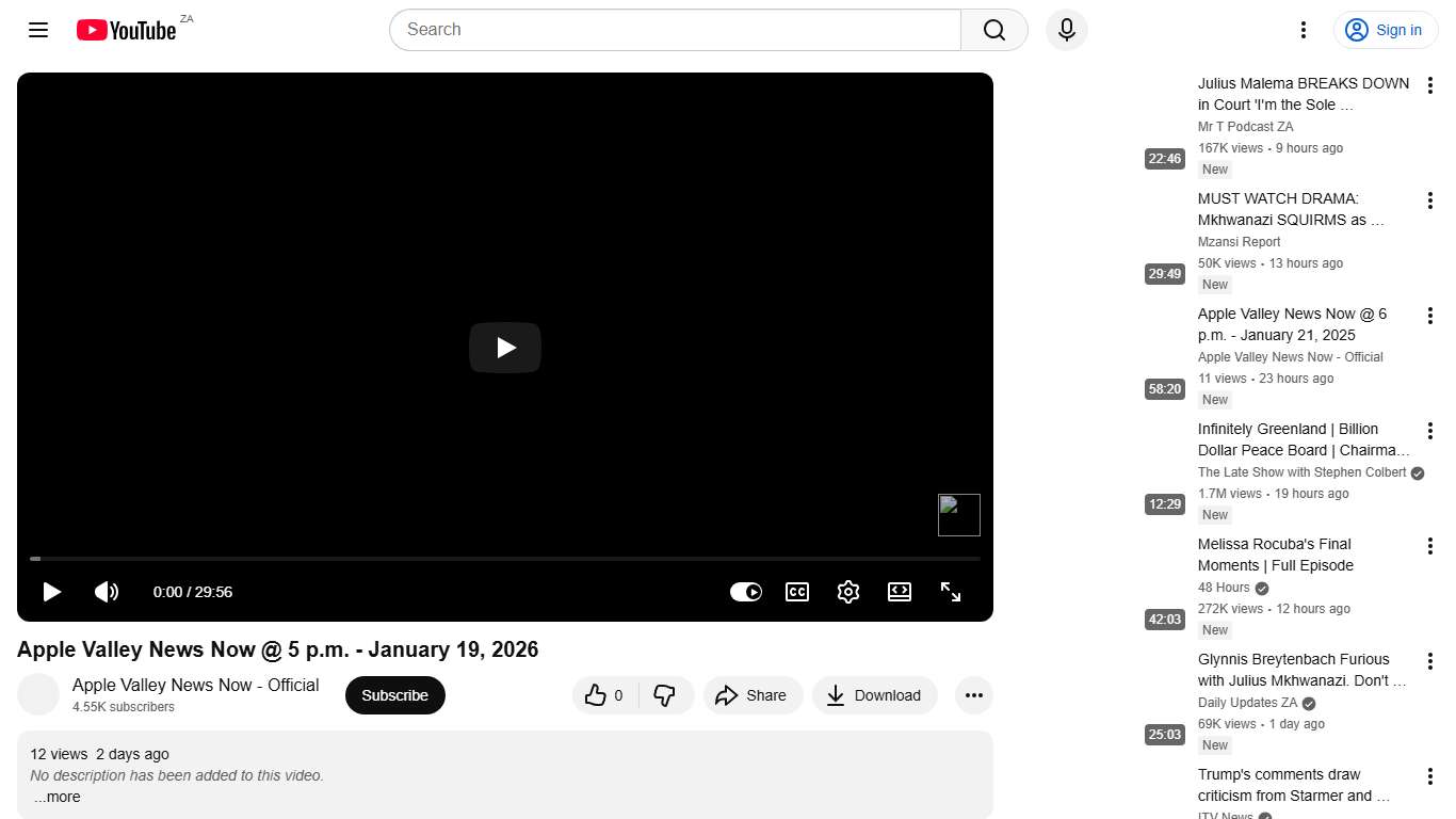 Apple Valley News Now @ 5 p.m. - January 19, 2026 - YouTube